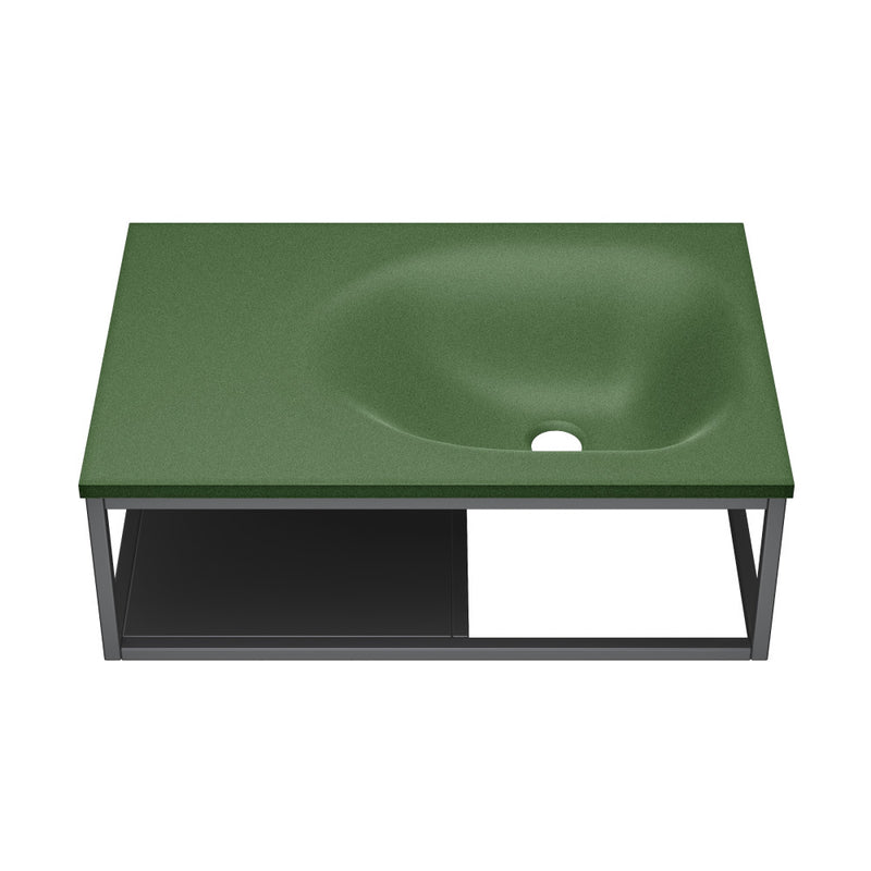 Lisse 24" Rectangle Concrete Wall-Mount Bathroom Sink in Royal Green with Matte Black Frame