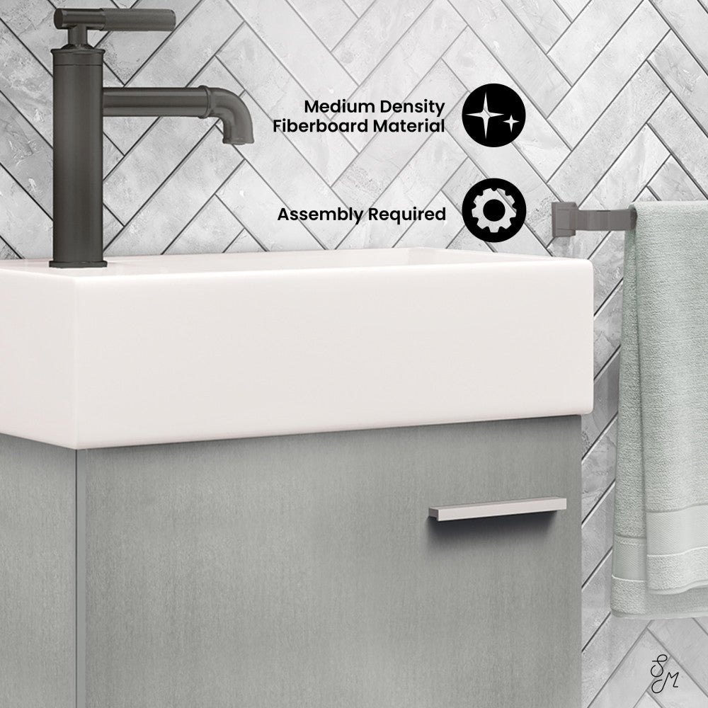 Colmer 18 Single, Brushed Gray, One Cabinet, Bathroom Vanity