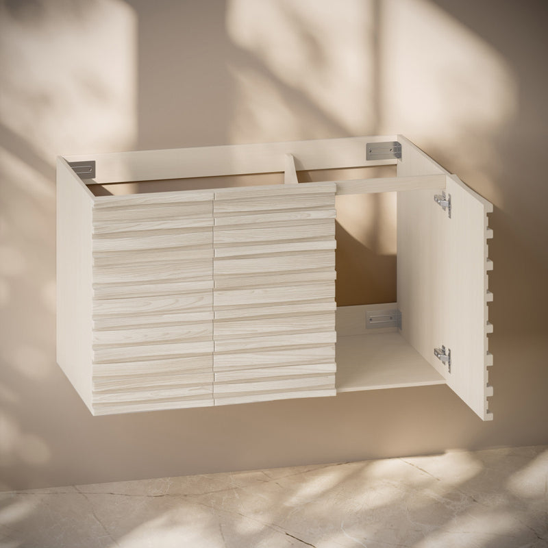 Cascade 36" Wall-Mounted Bathroom Vanity Cabinet without Top in White Oak