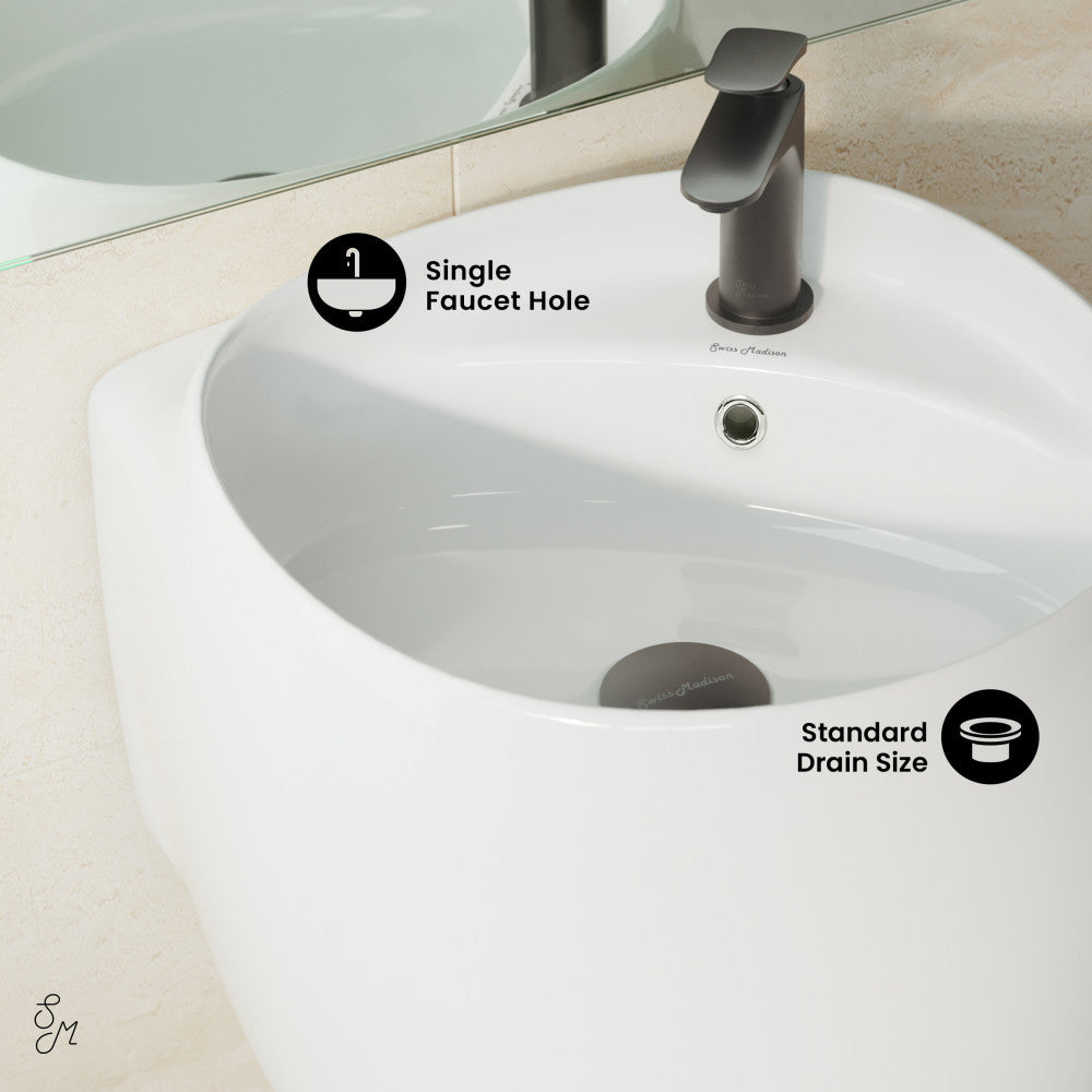 Ivy 18 in. Ceramic Glossy White Wall Mount Sink