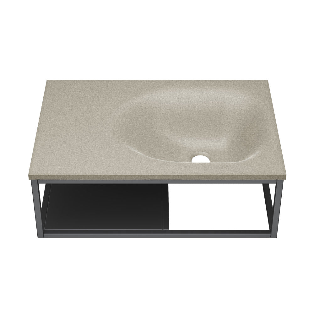 Lisse 24" Rectangle Concrete Wall-Mount Bathroom Sink in Taupe with Matte Black Frame