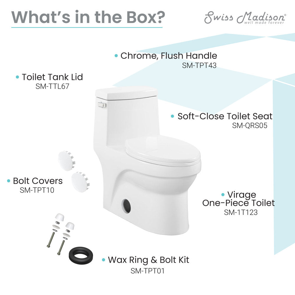 Virage One-Piece Elongated Left Side Flush Handle Toilet 1.28 gpf