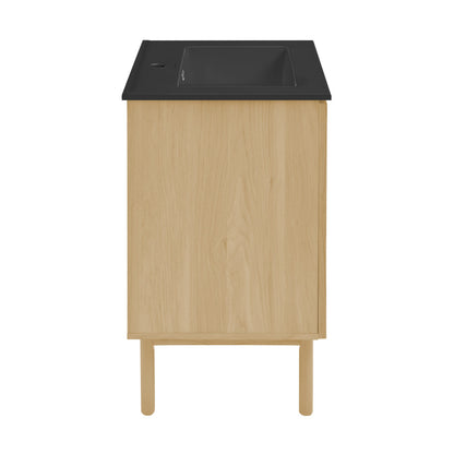 Classe 18" Freestanding Bathroom Vanity in Natural Oak with Black Sink Top