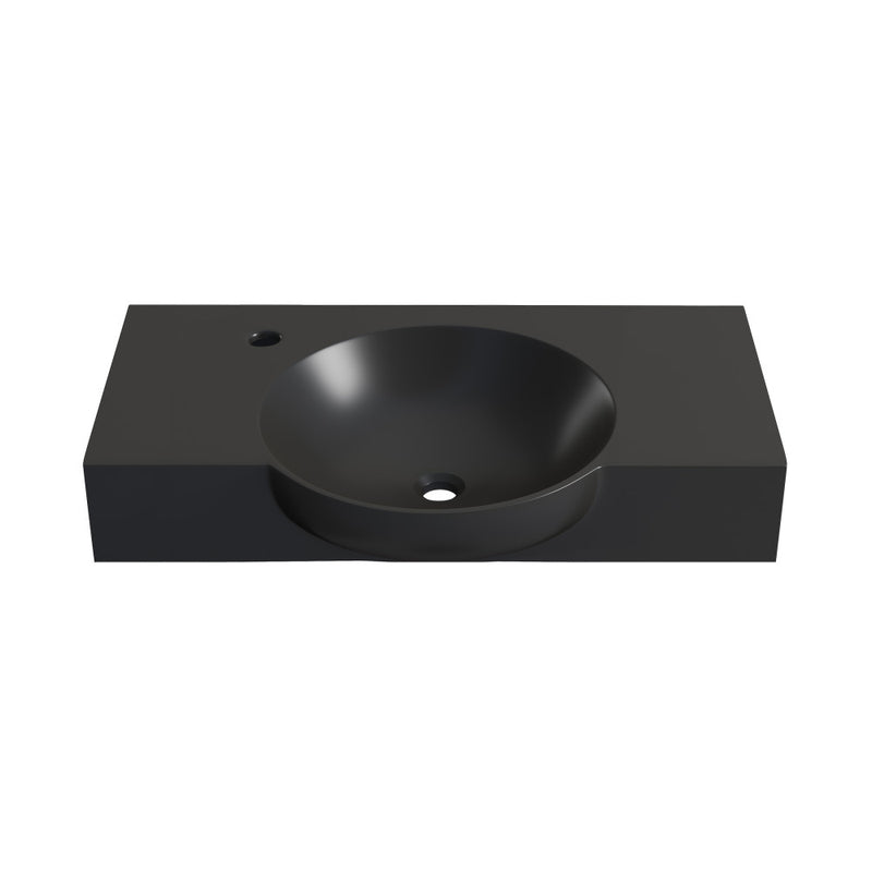 Chateau 30" Wall-Mounted Sink Center Basin with Left Side Faucet Mount in Matte Black