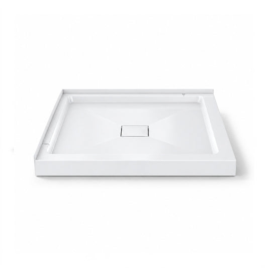 Carlton Marquette 34 x 34 Shower Pan Base with Center Drain in Glossy White