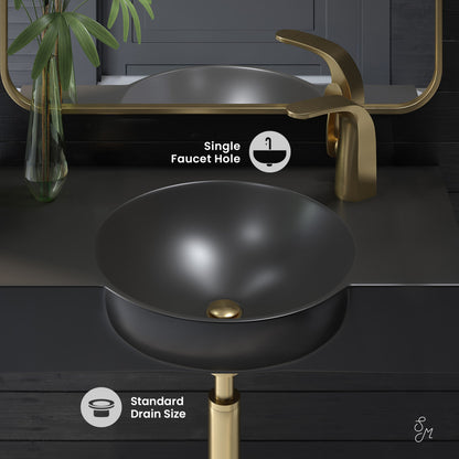 Chateau 30" Wall-Mounted Sink Center Basin with Right Side Faucet Mount in Matte Black