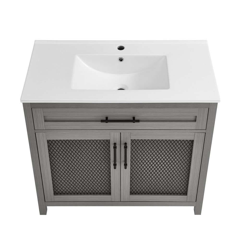 Calice 36" Freestanding Bathroom Vanity in Carbon Gray with Sink Top
