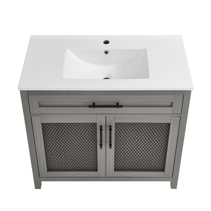 Calice 36" Freestanding Bathroom Vanity in Carbon Gray with Sink Top