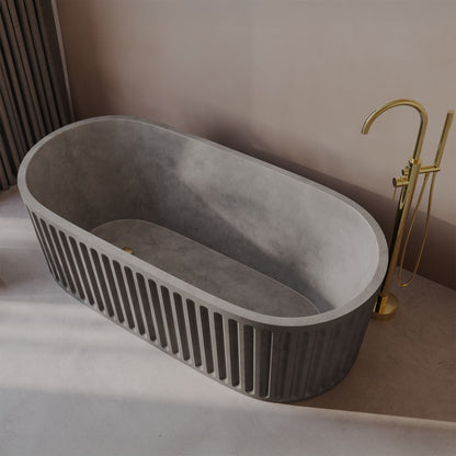 Delice 67" Freestanding Concrete Bathtub in Gray, Drain Included