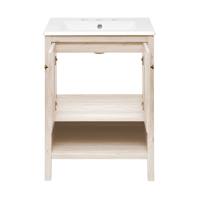 Chateau 24" Freestanding Bathroom Vanity in White Oak with 3-Hole Widespread Sink Top