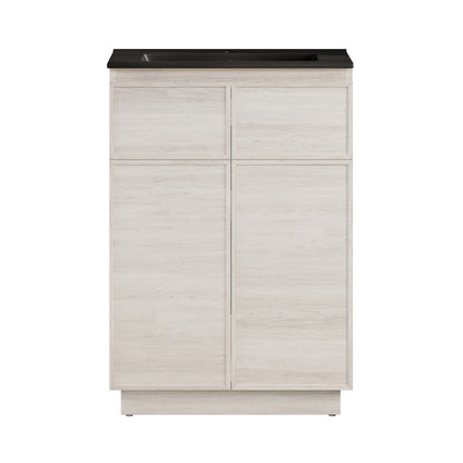 St. Tropez 24" Freestanding Bathroom Vanity in White Oak with Black Sink Top