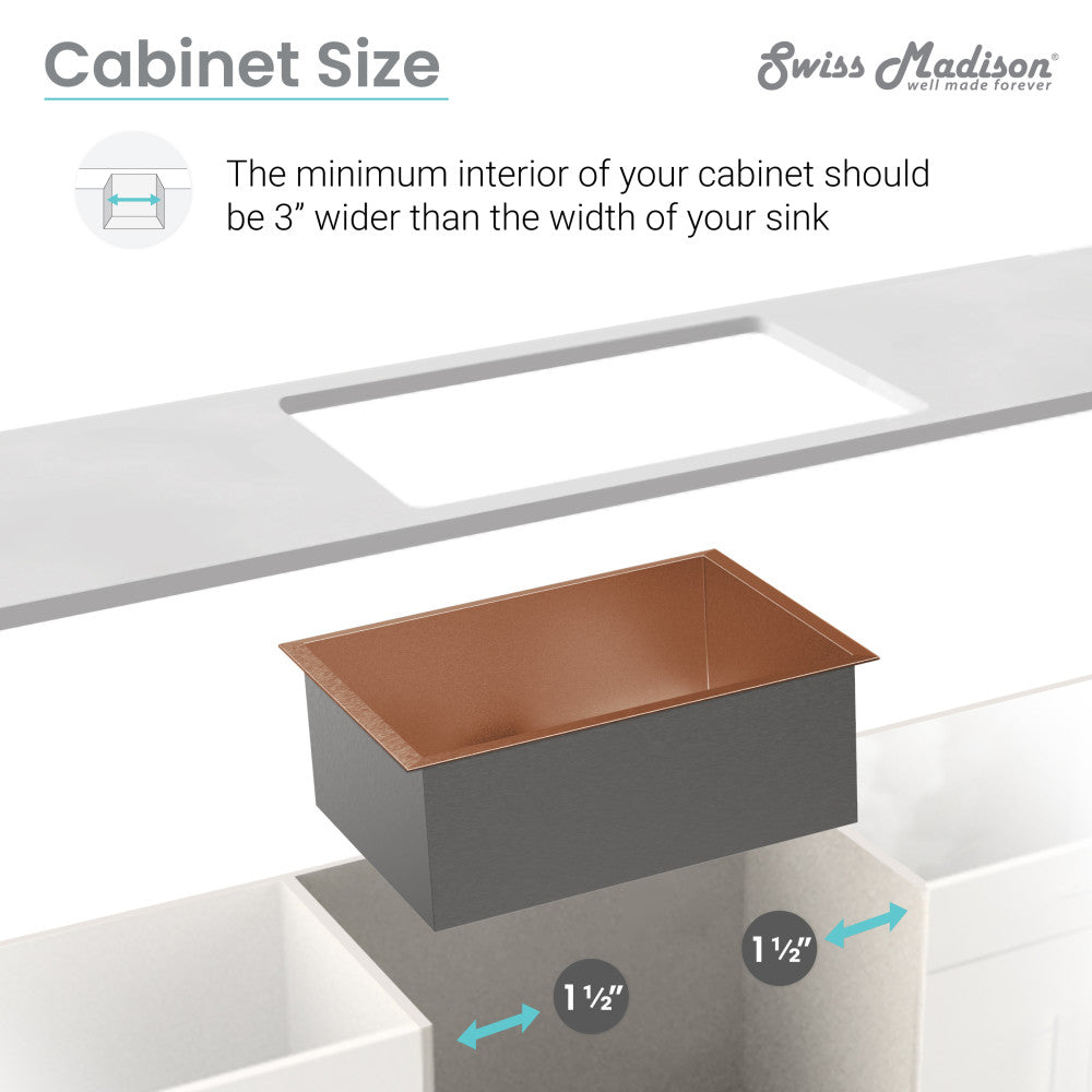 26 x 18 inch single basin undermount kitchen sink in rose gold stainless steel.