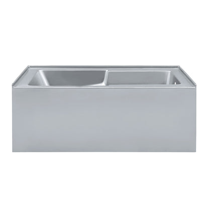 Voltaire 60" x 32" Right-Hand Drain Alcove Bathtub with Apron and Armrest in Matte Gray