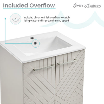 Annecy 24" Freestanding Bathroom Vanity in Greige with Sink Top