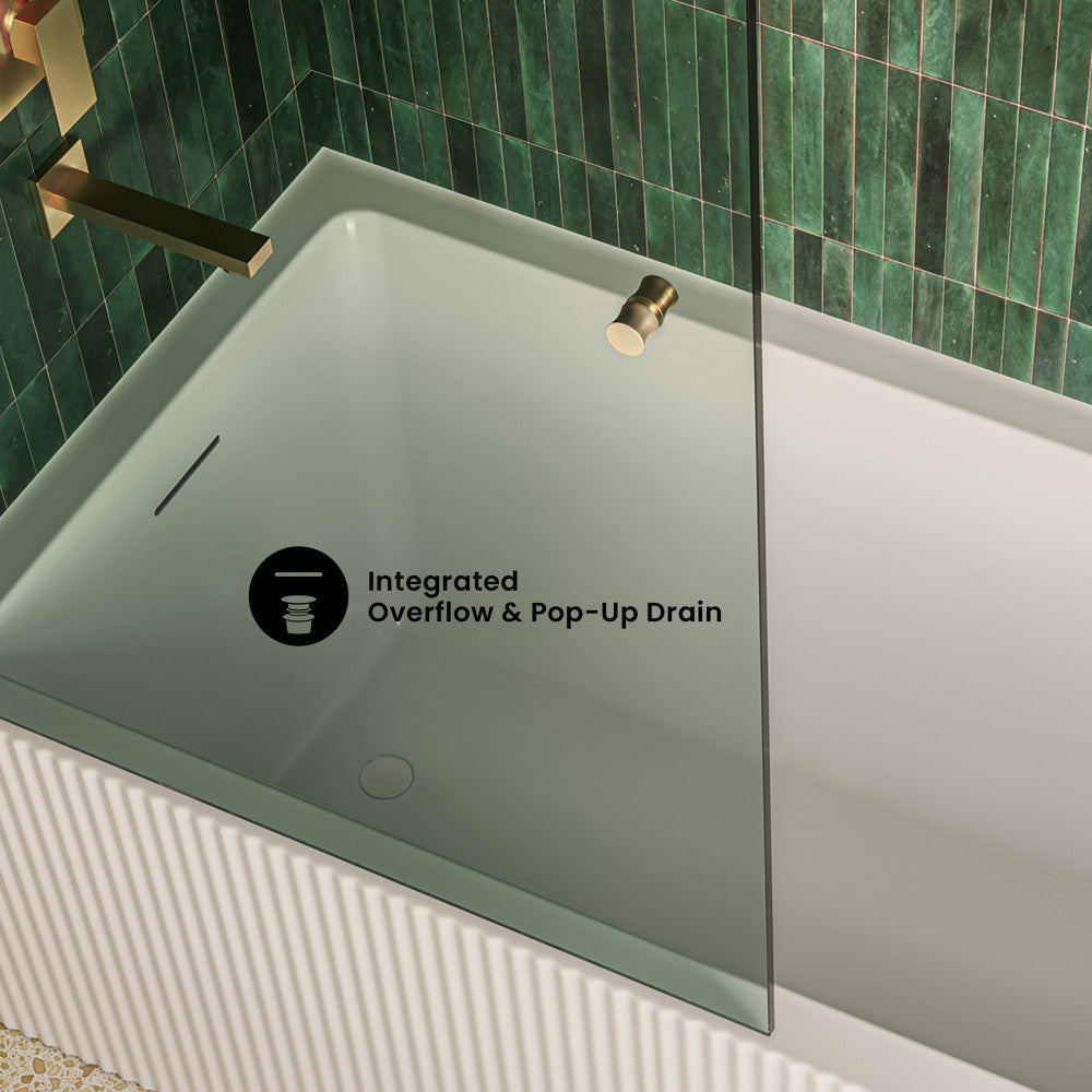 Lafayette 60 x 32 Skirted Left Drain Soaking Apron Bathtub in Glossy White with Integrated Overflow and Drain