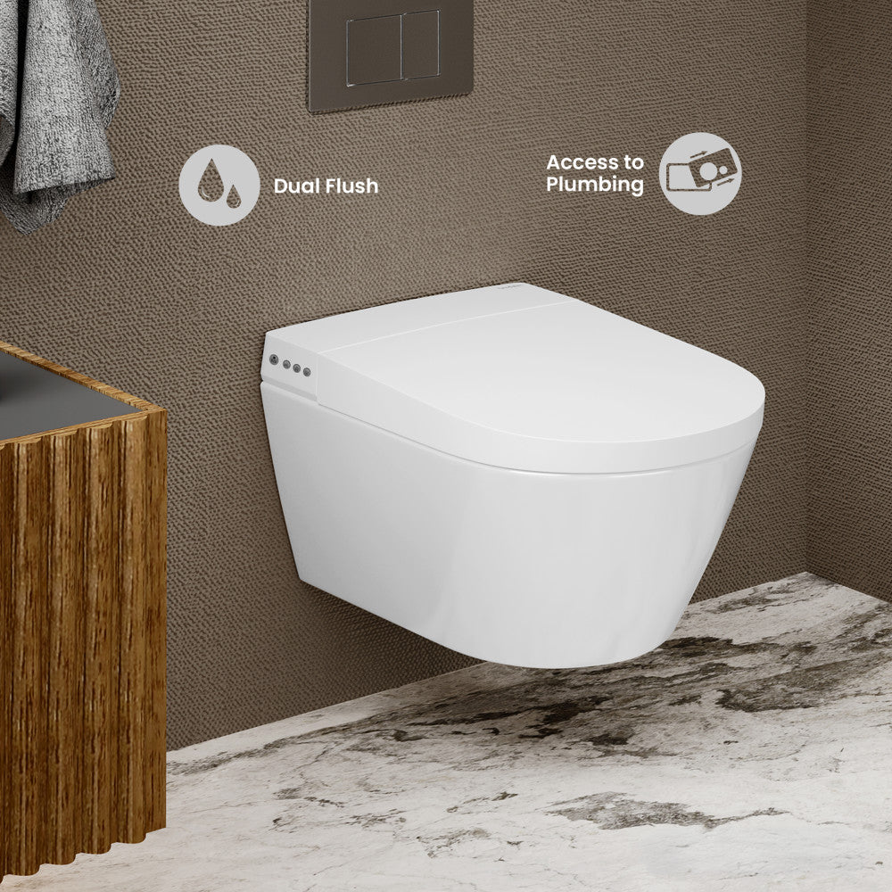 Pur Smart Wall-Hung Toilet with Bidet Bundle with Round Chrome Actuator