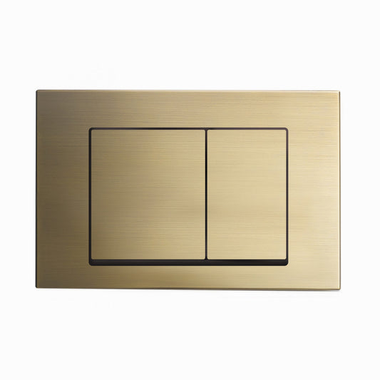 Concorde Wall Mount Dual Flush Actuator plate with Square Push Buttons in Brushed Brass