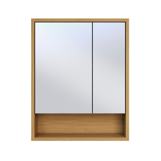Delice 24 x 30 Rectangular Wall Mount Medicine Cabinet in Oak with Open Shelf
