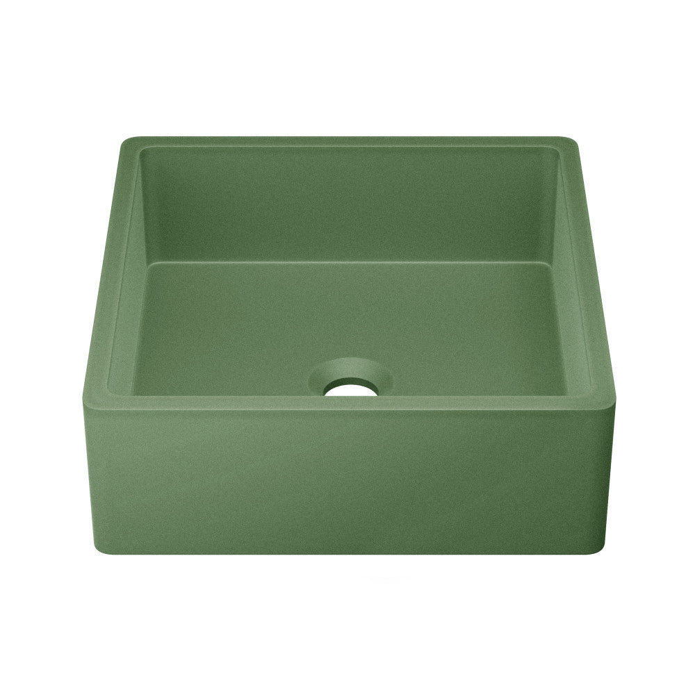 Lisse 15.5" Concrete Square Vessel Sink in Matte Royal Green