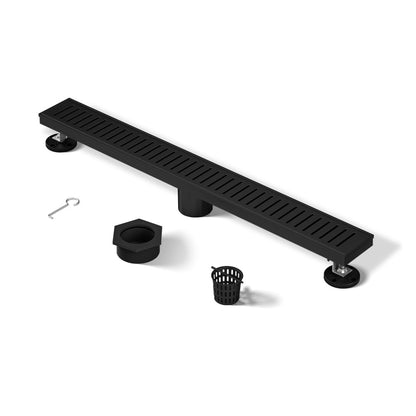 Voltaire 24" Stainless Steel Linear Shower Drain in Matte Black