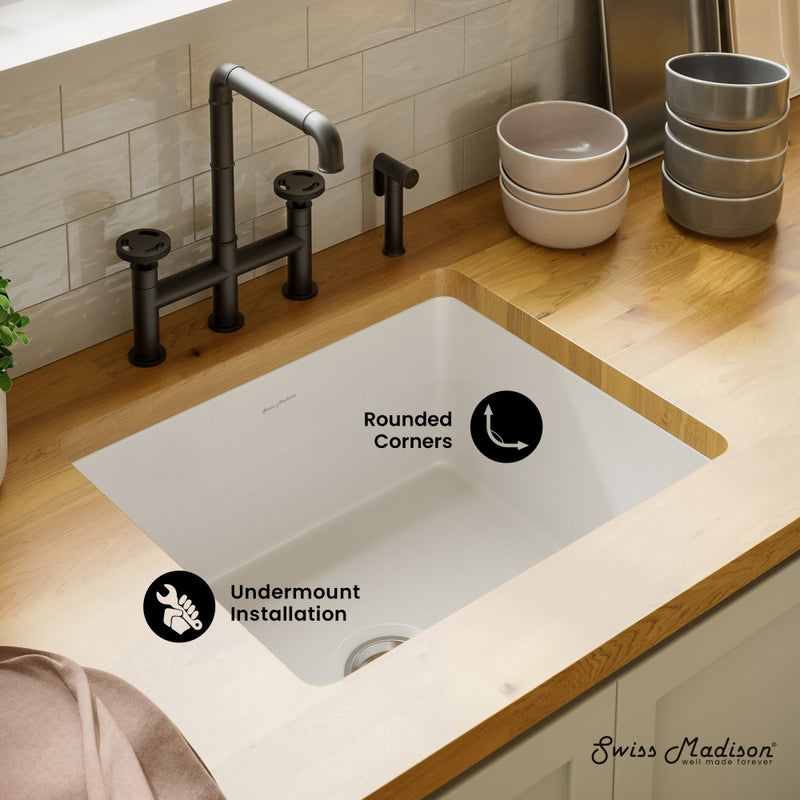 Rochelle 24 x 18 ceramic single basin, drop-in/undermount kitchen sink