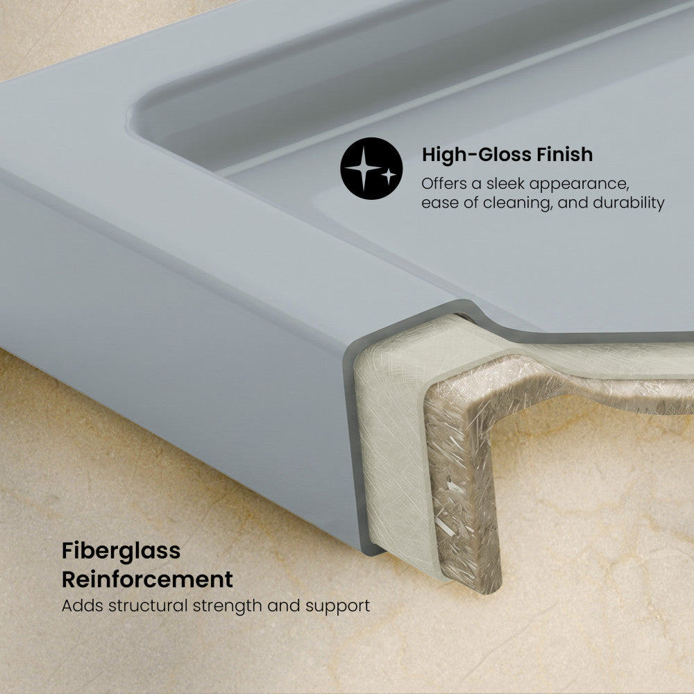 Aquatique 60" x 32" Single Threshold Shower Base With Left Hand Drain and Integral Right Hand Seat in Gray