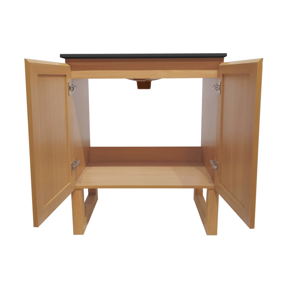 Arles 30 in. Natural Oak Bathroom Vanity With Black Ceramic Sink Top