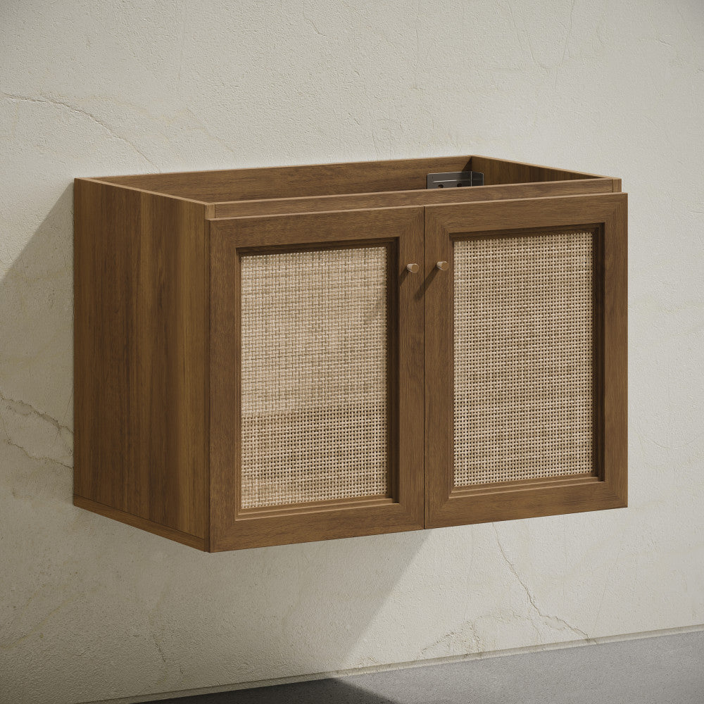 Classe 30" Wall-Mounted Bathroom Vanity in Brown Oak without Sink Top