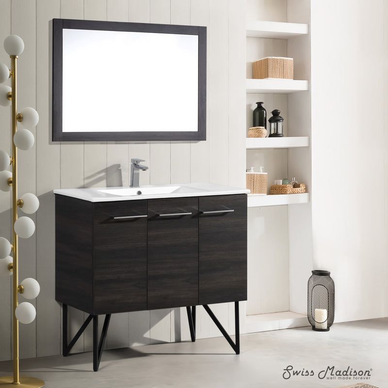 Annecy 36" Freestanding Bathroom Vanity in Black Walnut with Sink Top