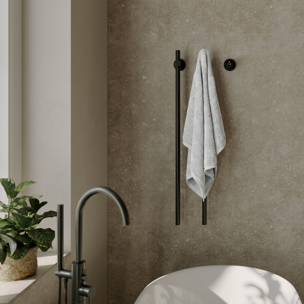 Monaco 2-Bar Electric Towel Warmer with Timer in Matte Black