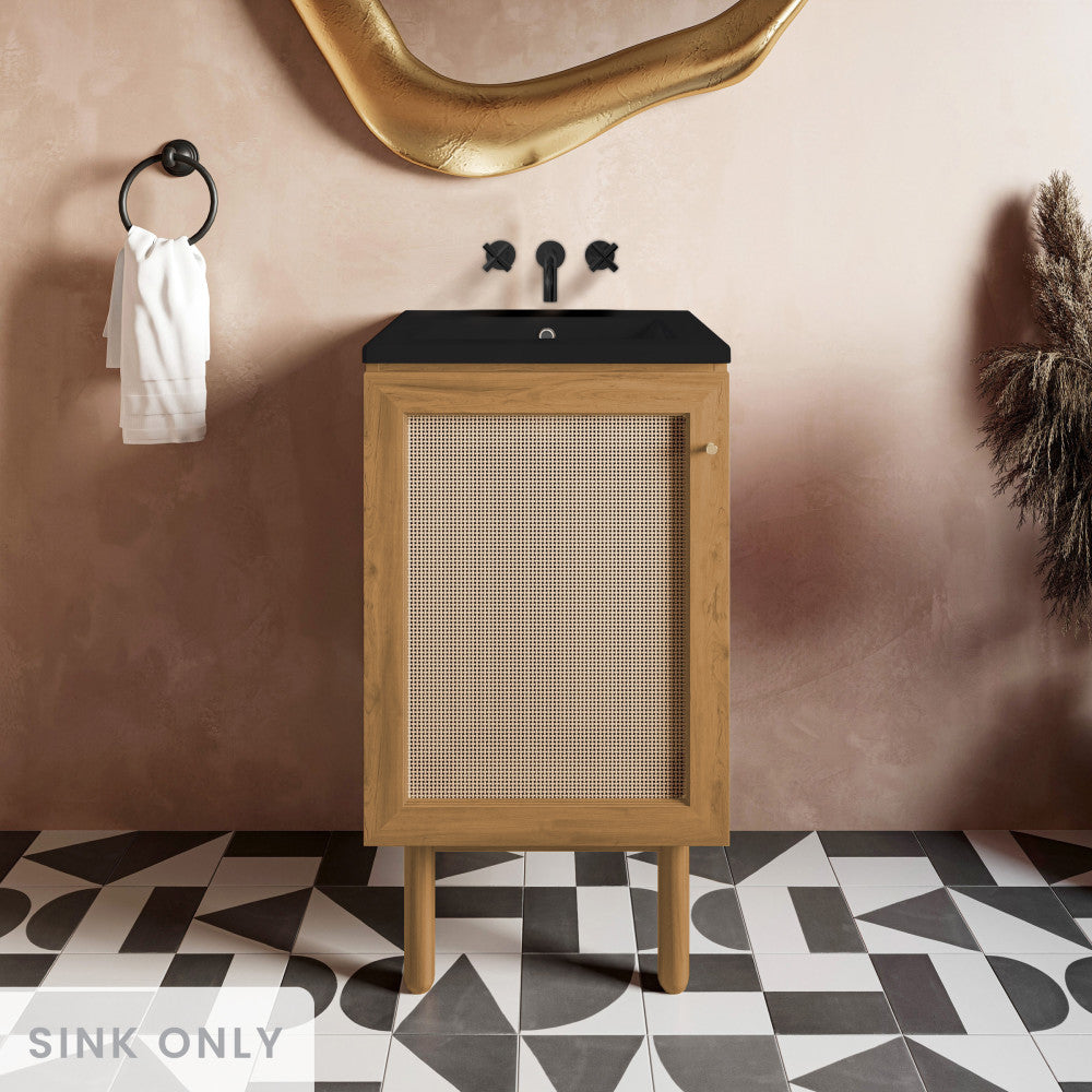 18" Zero Hole Vanity Sink Top in Matte Black