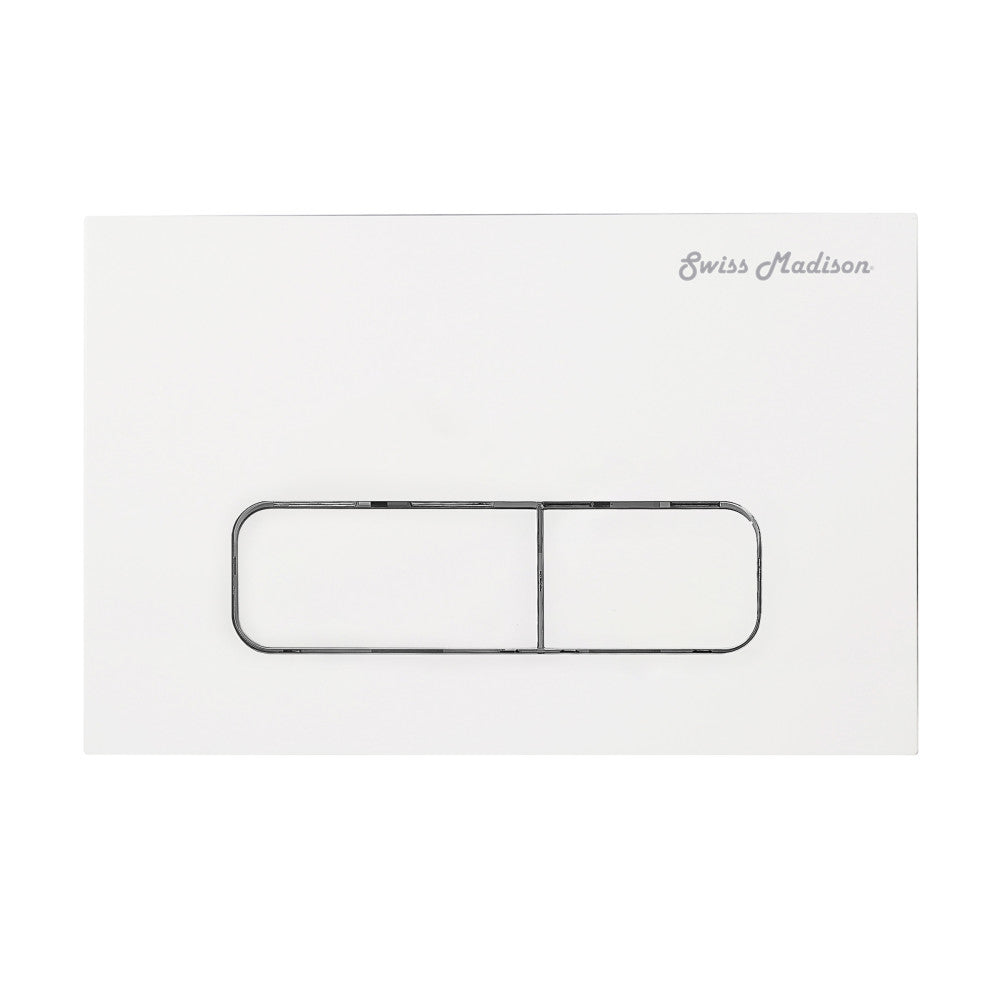 Carre Wall Mount Dual Flush Actuator Plate with Rectangle Push Buttons in White