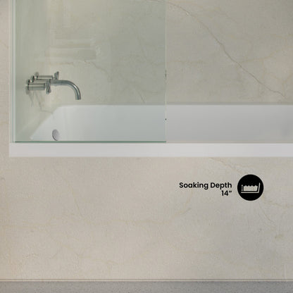 Voltaire 72 x 36 Left Drain Soaking Alcove Bathtub in Glossy White with Integrated Armrest