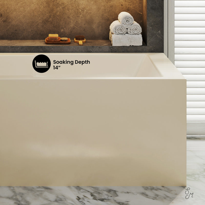 Claire 60 x 32 Left Drain Soaking Alcove Corner Apron Bathtub in Glossy Bisque