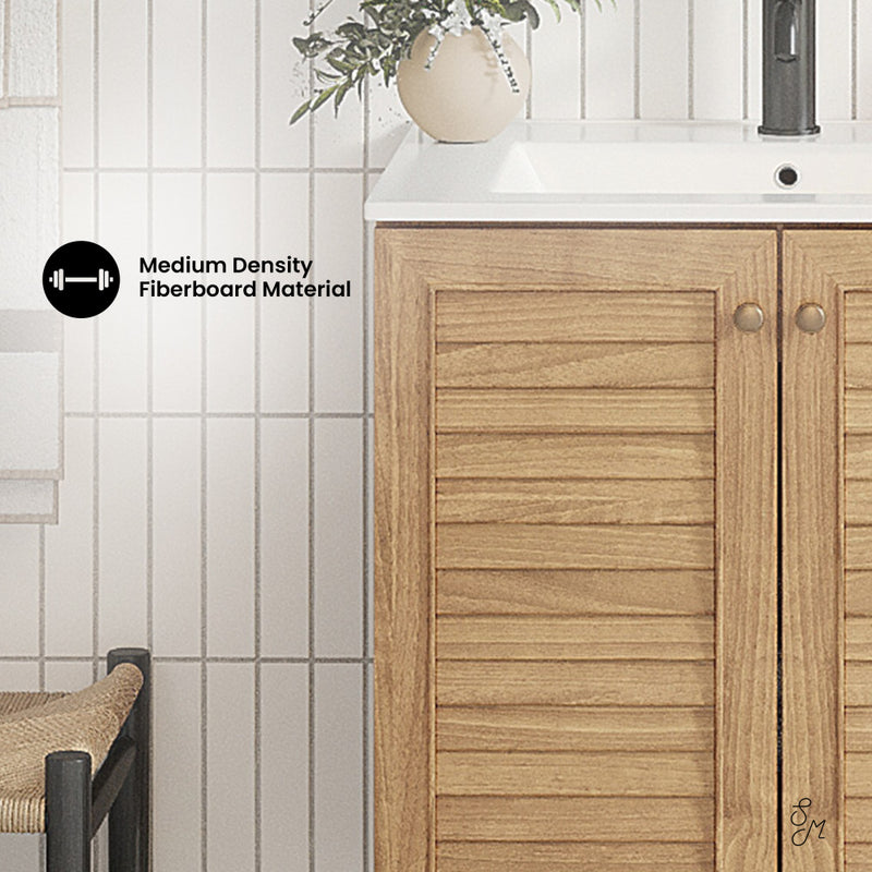 Bron 24" Freestanding Bathroom Vanity in Golden Oak with Sink Top