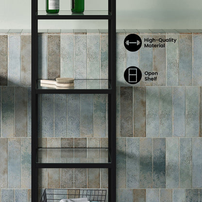 Pierre 16"x65"x14" Freestanding Linen Cabinet in Matte Black