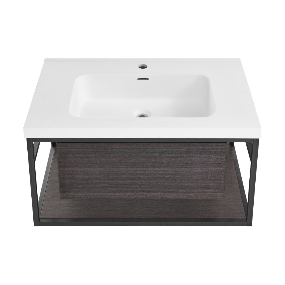 Claire 30" Wall-Mounted Bathroom Vanity in Black Oak with Sink Top