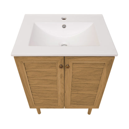 Bron 24" Freestanding Bathroom Vanity in Golden Oak with Sink Top