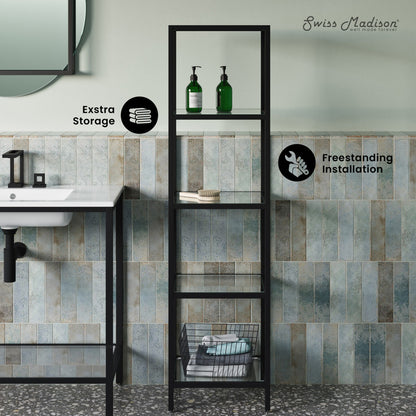 Pierre 16"x65"x14" Freestanding Linen Cabinet in Matte Black