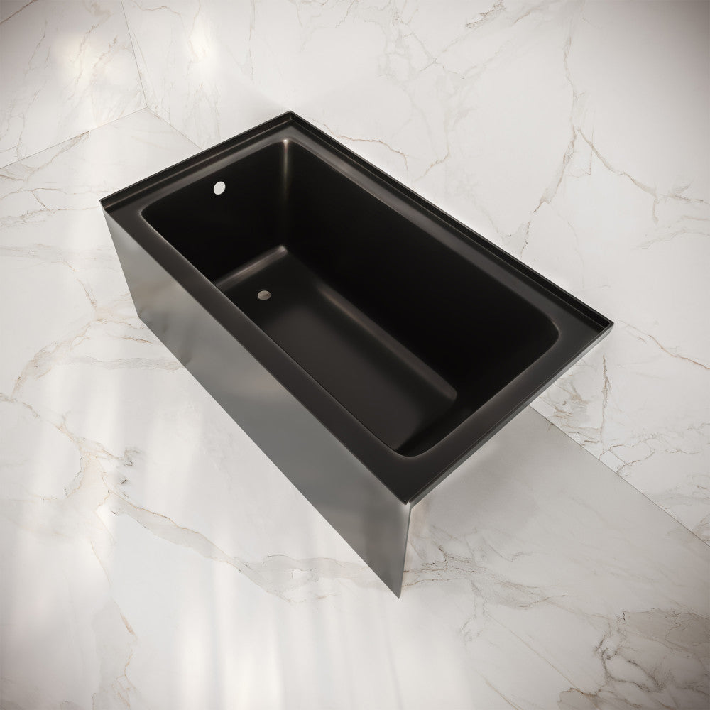 Voltaire 54 x 30 Skirted Left Drain Soaking Apron Bathtub in Glossy Black