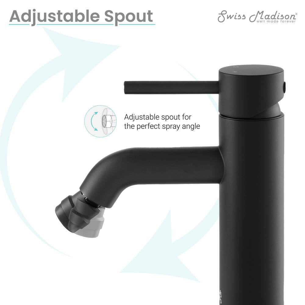 Single-handle bidet faucet in matte black with adjustable angled spout.