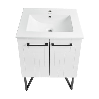 Annecy 24" Freestanding Bathroom Vanity in Mondrian White with Sink Top