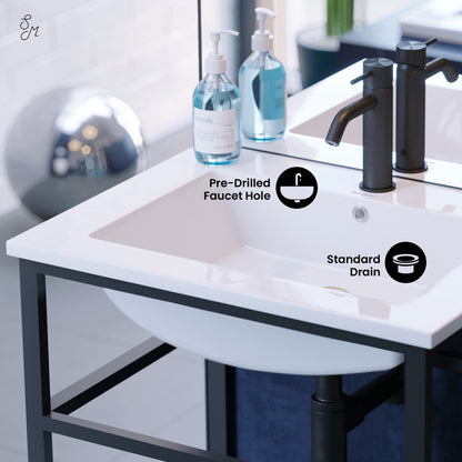 Pierre 24 Single, Metal Frame, Open Shelf, Bathroom Vanity