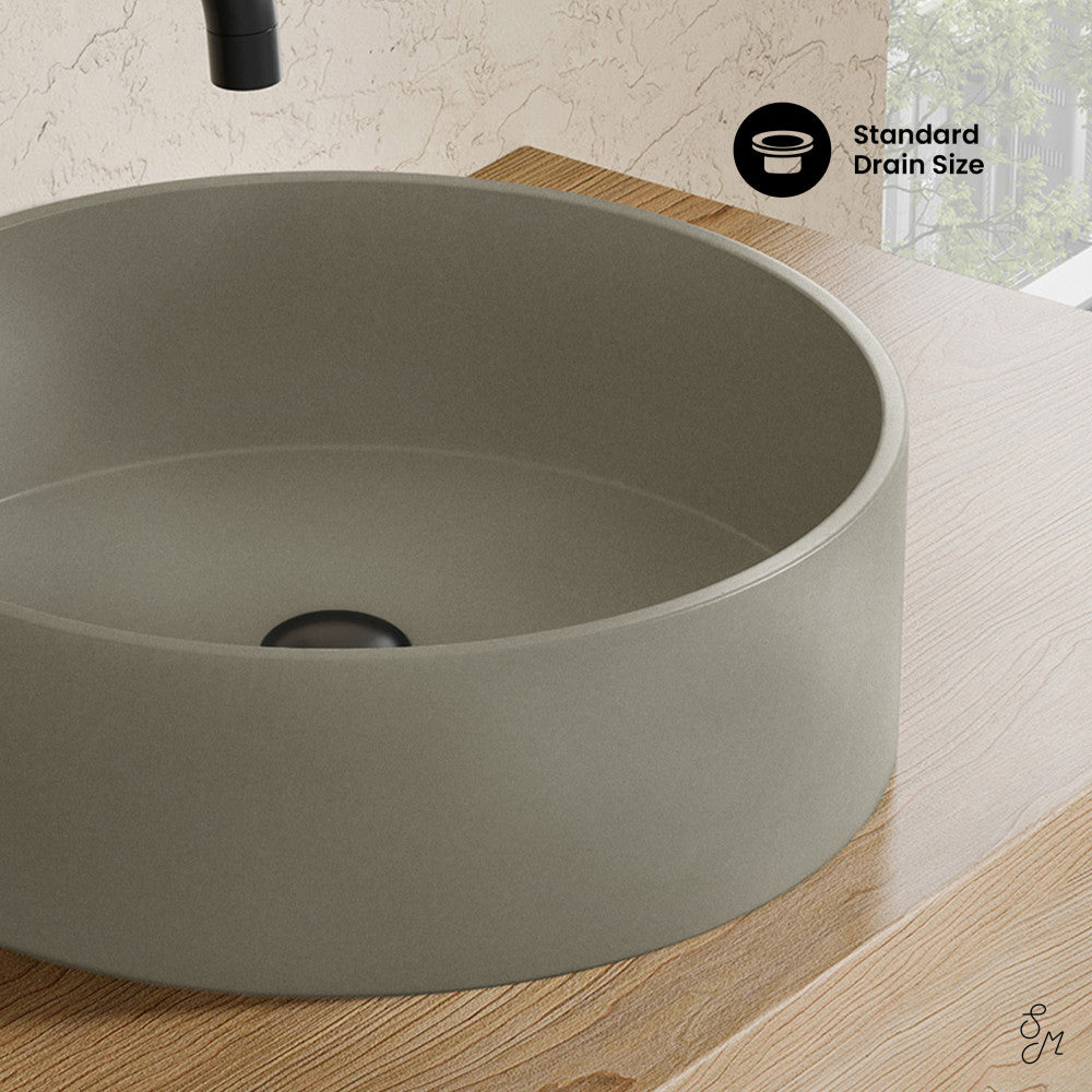Lisse 14.5" Concrete Round Vessel Sink in Matte Taupe