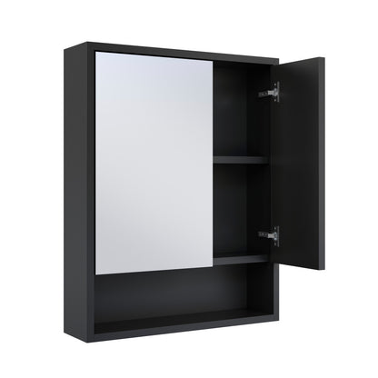 Delice 24 x 30 Rectangular Wall Mount Medicine Cabinet in Black with Open Shelf