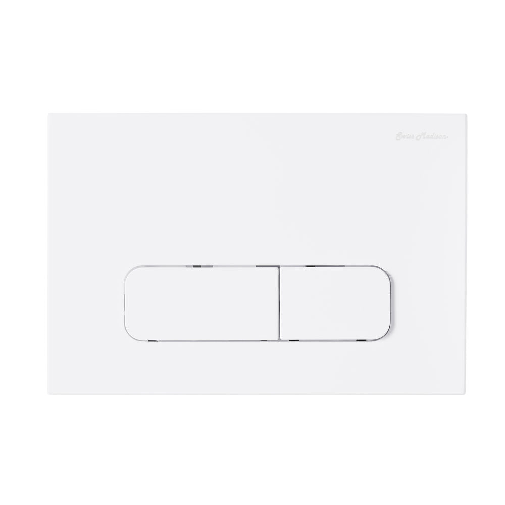Carre Wall Mount Dual Flush Actuator Plate with Rectangle Push Buttons in Matte White