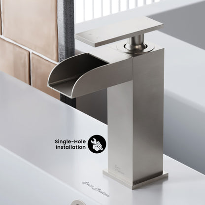 Concorde Single Hole, Single-Handle, Waterfall Bathroom Faucet in Brushed Nickel