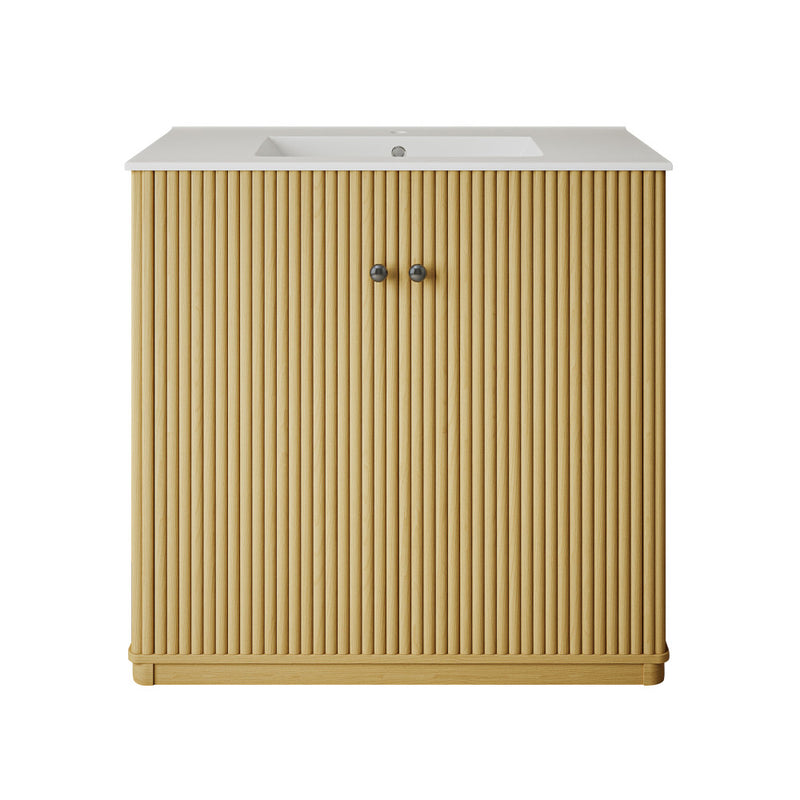 Lafayette 36" Freestanding Bathroom Vanity in Natural Oak with Sink Top