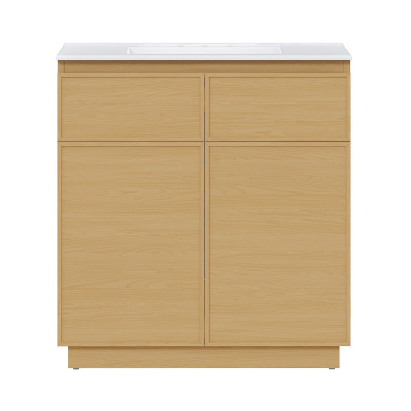 St. Tropez 36" Freestanding Bathroom Vanity in Natural Oak with 3-Hole Widespread Sink Top