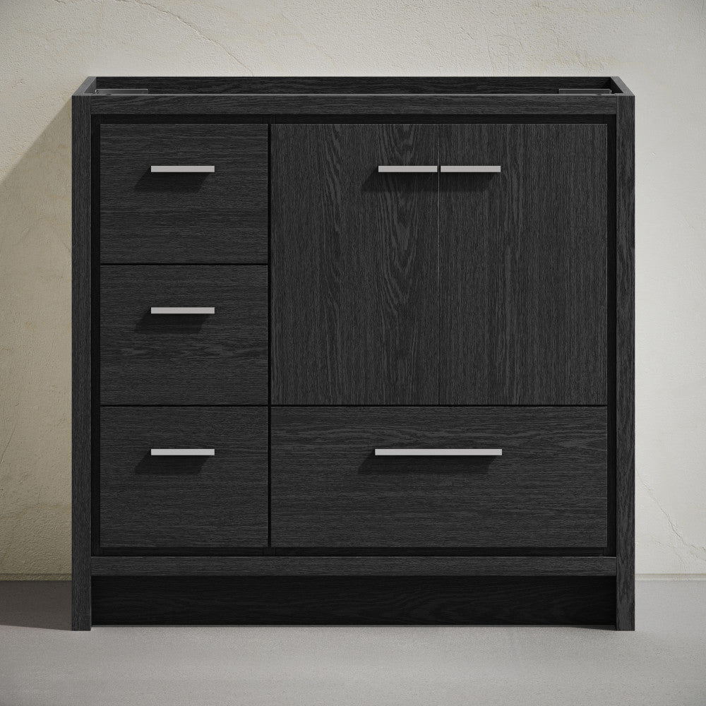 Virage 36" Freestanding Bathroom Vanity in Black Oak without Sink Top